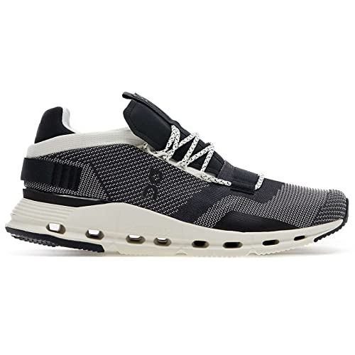 ON Mens Cloudnova Textile Synthetic Black White Trainers