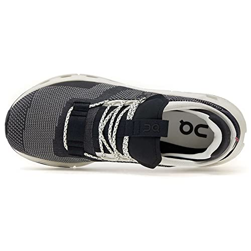 ON Mens Cloudnova Textile Synthetic Black White Trainers