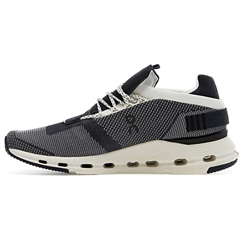 ON Mens Cloudnova Textile Synthetic Black White Trainers