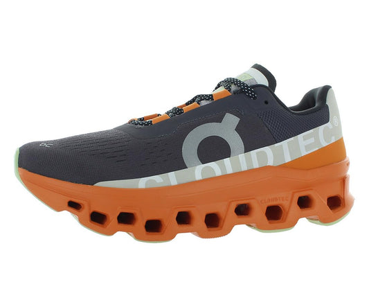 On Cloudmonster Mens Shoes Size 13, Color: Shocking Orange/Dark Blue/Grey One